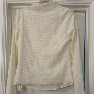Mystree Textured Lace Detailed Mock Neck Longsleeve Top in ivory New With Tags
